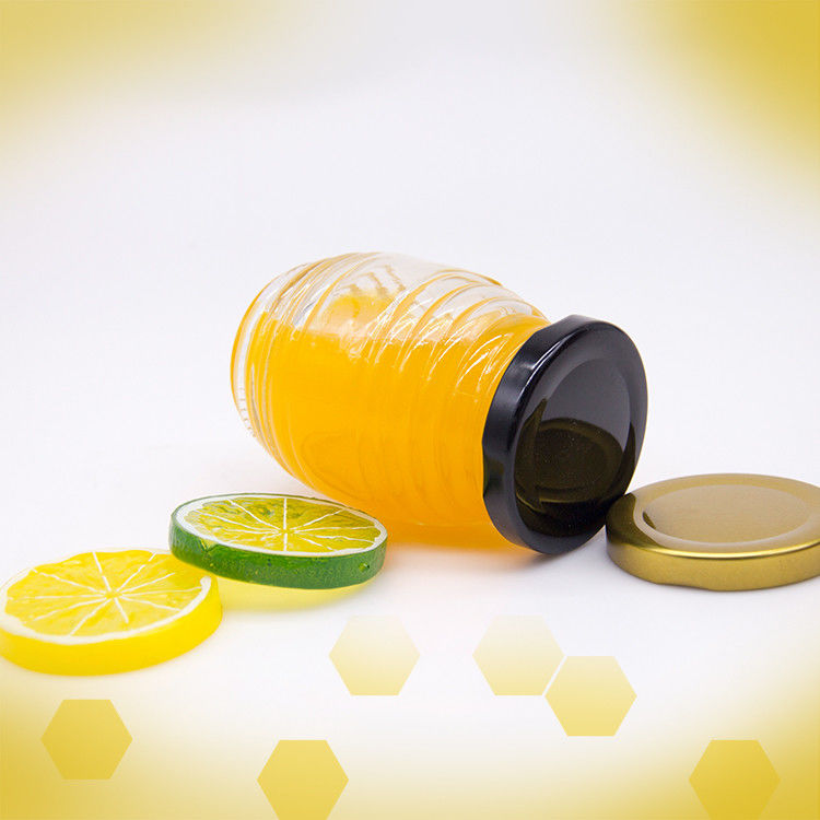 Custom Label Hexagon Form 100ml 180ml 380ml Honigmarmelade Glasglas für Honig Olivenfrucht