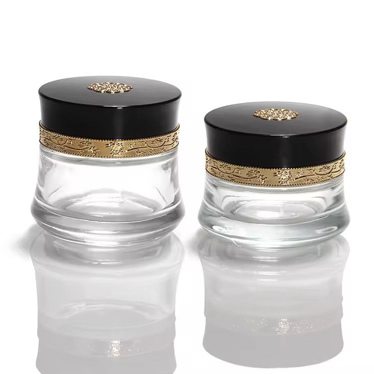 Kosmetik Gesichtscreme Glasglas 50ml und Glasverpackung Runde Frostglasflasche Qualität kundenspezifisch 5g 10g 15g