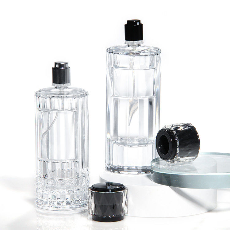 Benutzerdefiniertes Logo Eleganz geschnitzte Dekoration Leere 50ml Glasflasche Luxusparfümflasche