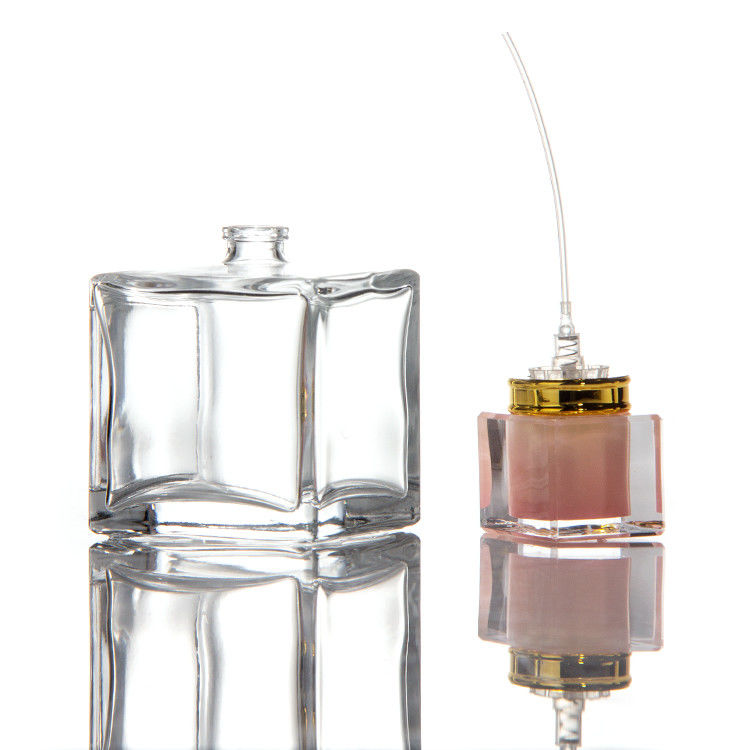 30 ml 50 ml 100 ml Quadrathexagonale Parfumflaschen Kristallkappe mit Pumpenspritzer auf Glasflasche