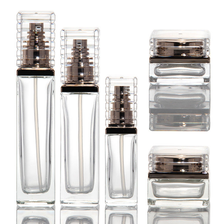 30 ml 50 ml 80 ml 100 ml transparente Glaspumpenflasche für Serum ätherisches Öl Parfüm Lotion