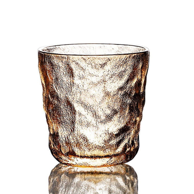 Kostenlose Probe Gletschermuster Wein Glas Tumbler Frosted Pink Farbe Whiskey Glas Tasse