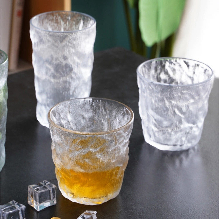 Kostenlose Probe Gletschermuster Wein Glas Tumbler Frosted Pink Farbe Whiskey Glas Tasse