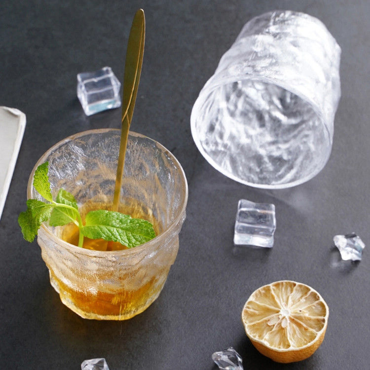 Kostenlose Probe Gletschermuster Wein Glas Tumbler Frosted Pink Farbe Whiskey Glas Tasse