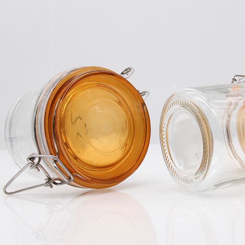 Großhandel Glaswaren Klares Gewürz Kaffee Cookie Glasglasglas Speicherglasglas mit Versiegelung Glasdeckel