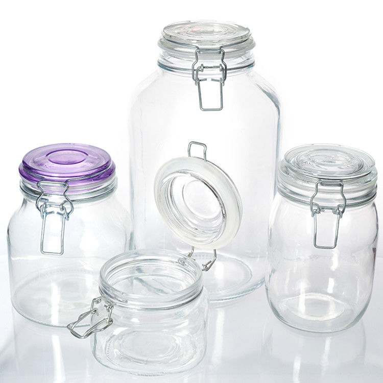Großhandel Glaswaren Klares Gewürz Kaffee Cookie Glasglasglas Speicherglasglas mit Versiegelung Glasdeckel