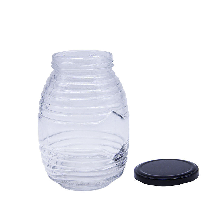 Personalisierte 2 Oz 3 Oz 100 ml 500 ml 1000 ml transparente Glas Honigkrug mit Metalldeckel