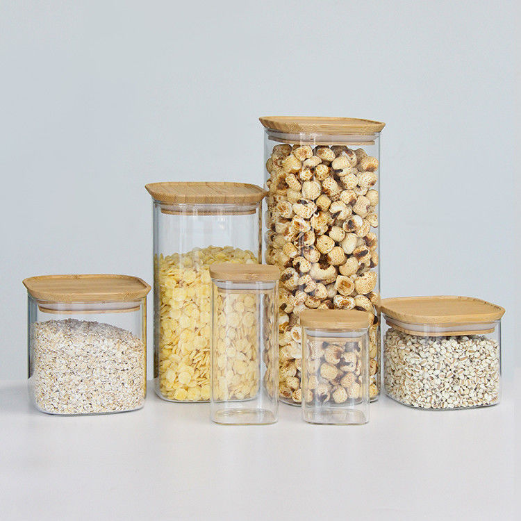 Maßgeschneiderte Quadrat 370ml 500ml 730Ml Honig Speicher Glas Lebensmittel Jar Jar für die Lagerung