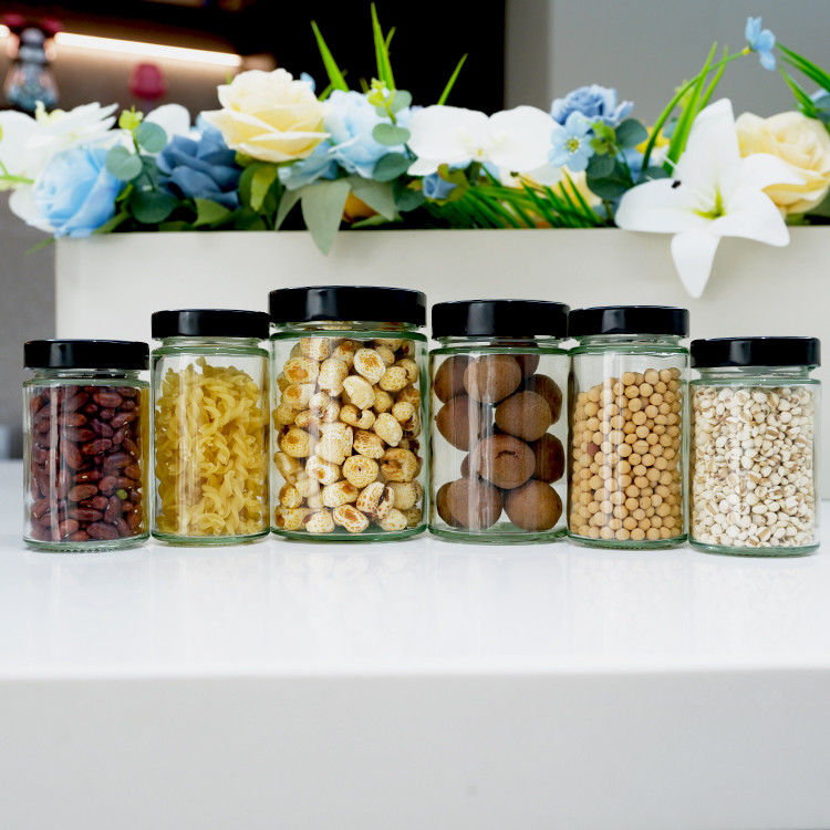 Großhandel Runder Glas Gurken Gläser 195ml 240ml 350ml Honig Gewürze Chili Sauce Tomatenpaste Gelee Glasgläser