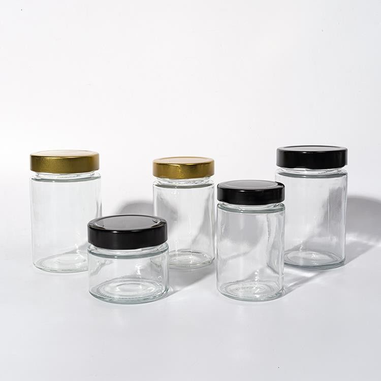 Lebensmittelfabrik Verwendung 1 Oz 4 Oz 8 Oz Runde Form klaren leeren Lagerbehälter Glas Gelee Marmelade Honigsoße Glas