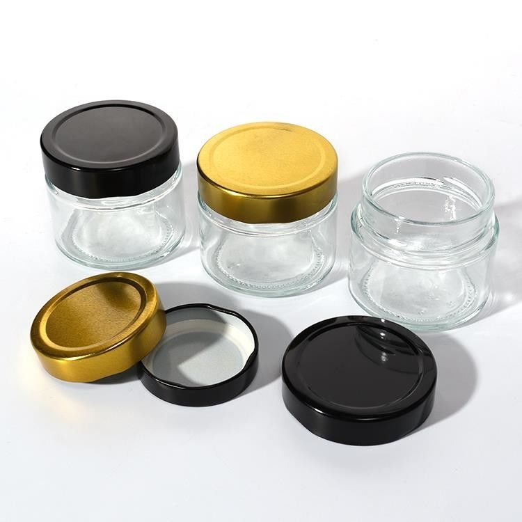 Lebensmittelfabrik Verwendung 1 Oz 4 Oz 8 Oz Runde Form klaren leeren Lagerbehälter Glas Gelee Marmelade Honigsoße Glas