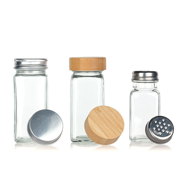 Küche Haushalt Quadrat Lagerung Gläser 4oz Gewürzflasche Glas Gewürzglas mit verschiedenen Deckel