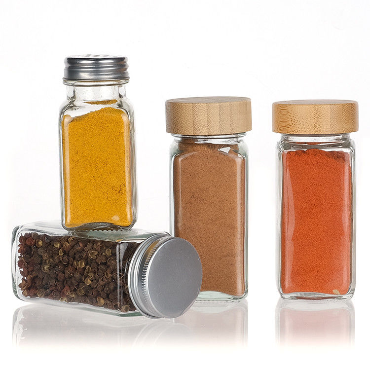 Küche Haushalt Quadrat Lagerung Gläser 4oz Gewürzflasche Glas Gewürzglas mit verschiedenen Deckel