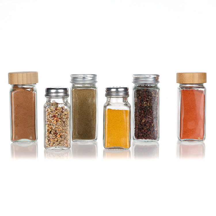 Oem leere klare 120ml Quadrat Pfeffer Glasflasche 4oz Gewürz Glas mit Shaker für die Küche Bbq