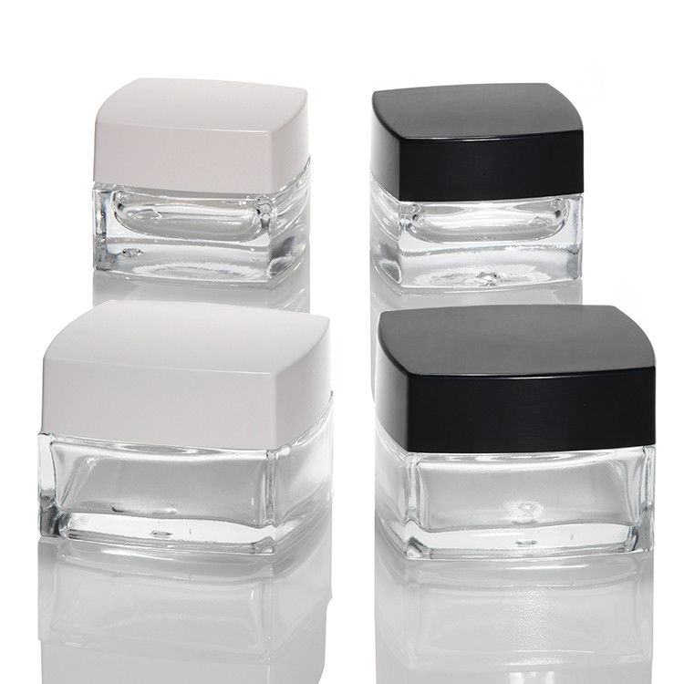 Leere Kosmetikflasche Verpackung 30 ml 50 ml 100 ml Matte Glas Hautpflegecreme Glas mit schwarz-weißem Deckel