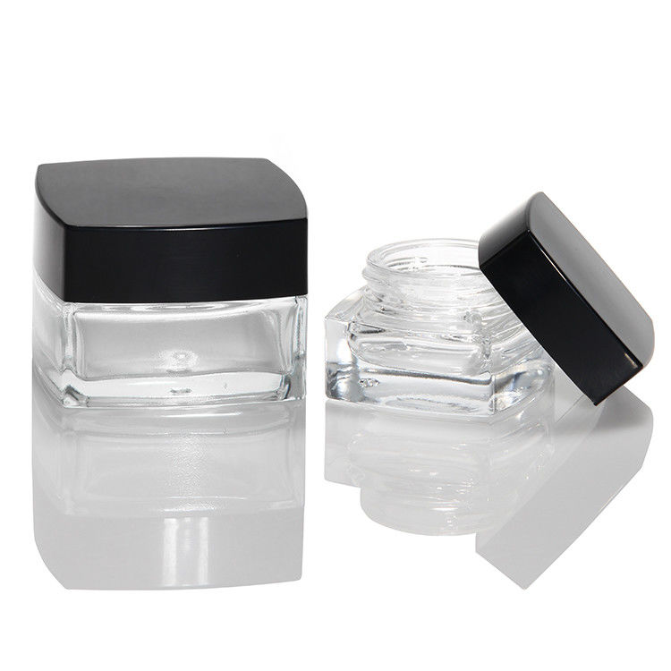 Leere Kosmetikflasche Verpackung 30 ml 50 ml 100 ml Matte Glas Hautpflegecreme Glas mit schwarz-weißem Deckel