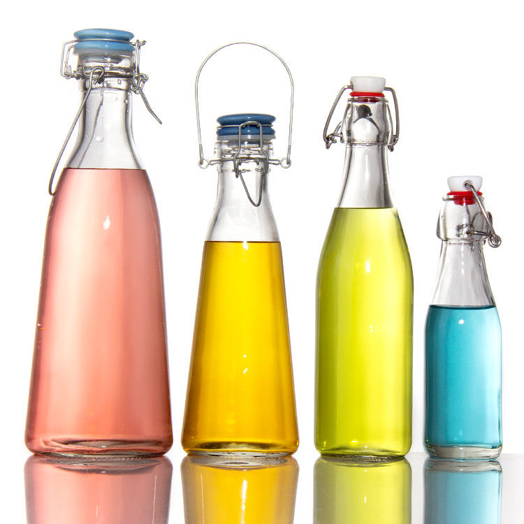 Leere 250 ml 500 ml 750 ml Glasflasche mit leicht schwingender Kappe für Getränke Saft Bier Wodka Whisky