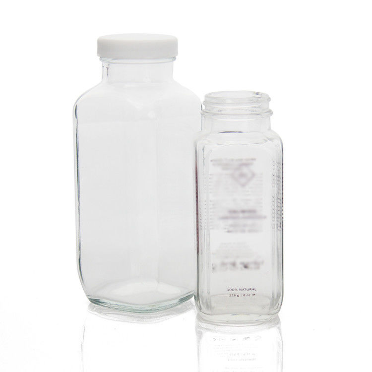 Glas-Saftflaschen Quadrat-Saft-Glasflaschen mit Manipulationssicherung Cap für Saft Getränke Verpackung