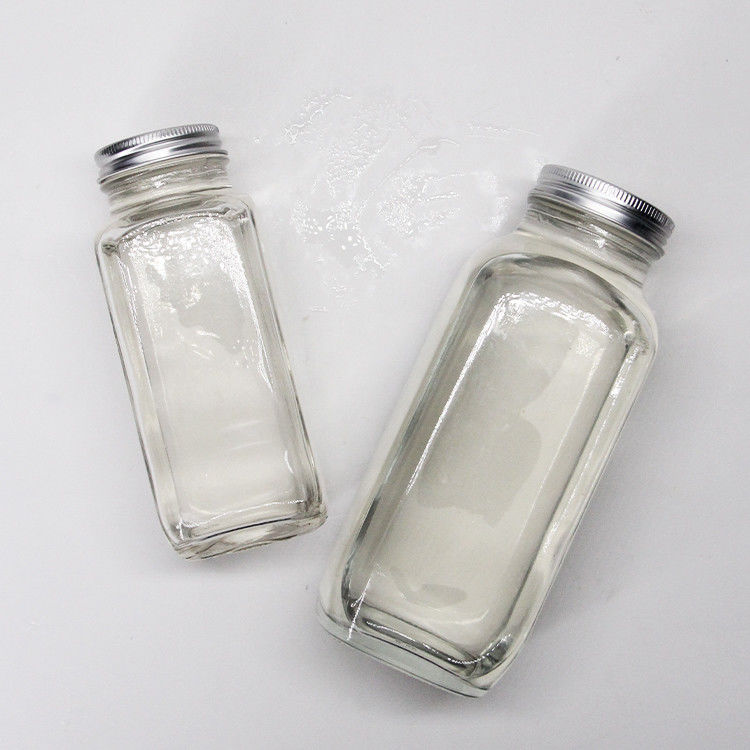 Glas-Saftflaschen Quadrat-Saft-Glasflaschen mit Manipulationssicherung Cap für Saft Getränke Verpackung