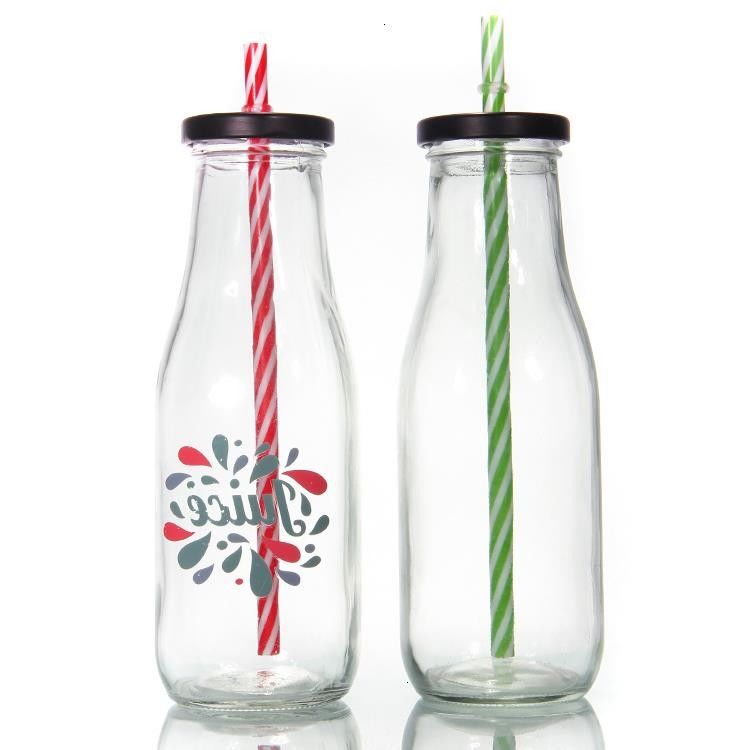 Bleifreie französische Runde 25 oz 32 oz Glas Frischmilchflaschen für Eisgetränke