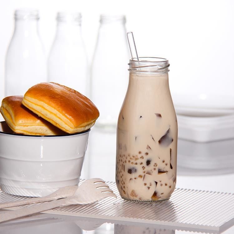 Bleifreie französische Runde 25 oz 32 oz Glas Frischmilchflaschen für Eisgetränke