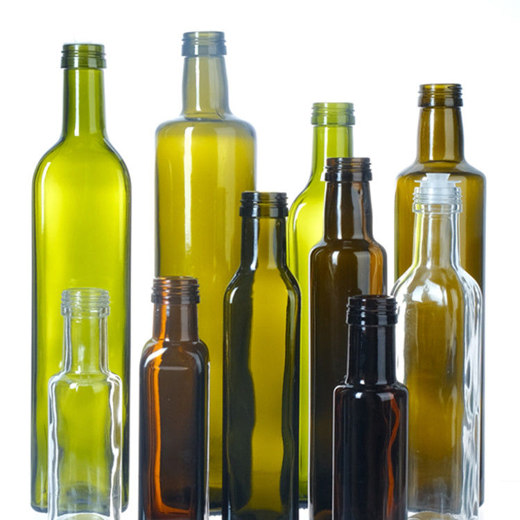 Grüne Farbe Klarglas Viereckig Rund Olivenöl Flaschen 125 ml 250 ml 500 ml 750 ml 1000 ml