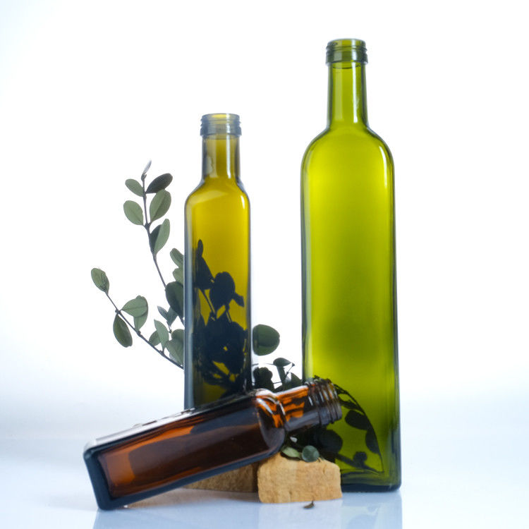 Grüne Farbe Klarglas Viereckig Rund Olivenöl Flaschen 125 ml 250 ml 500 ml 750 ml 1000 ml