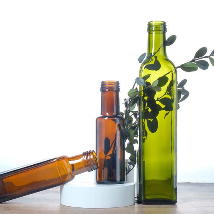 Grüne Farbe Klarglas Viereckig Rund Olivenöl Flaschen 125 ml 250 ml 500 ml 750 ml 1000 ml