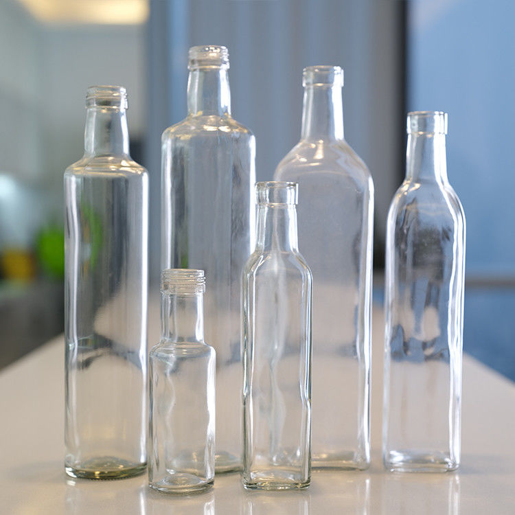 Lebensmittelqualität 250 ml 500 ml 750 ml klare runde Marasca-Glas Olivenölflaschen mit Kappe