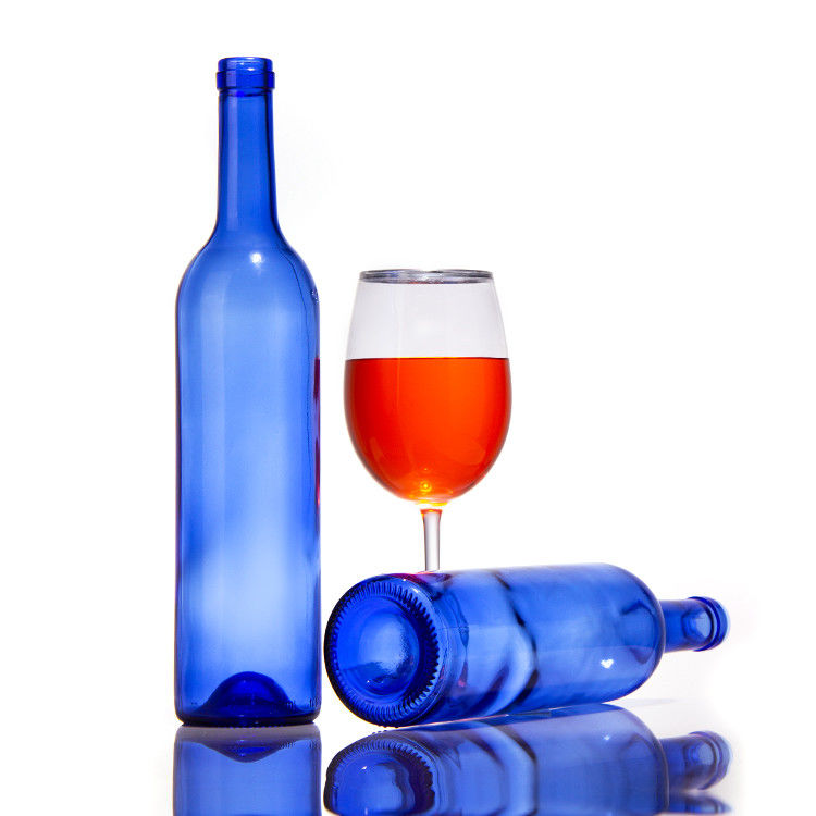 Leere Olivenblaue Bernstein 750 ml Bier Trockenrotwein Alkohol Glasflasche mit Deckel