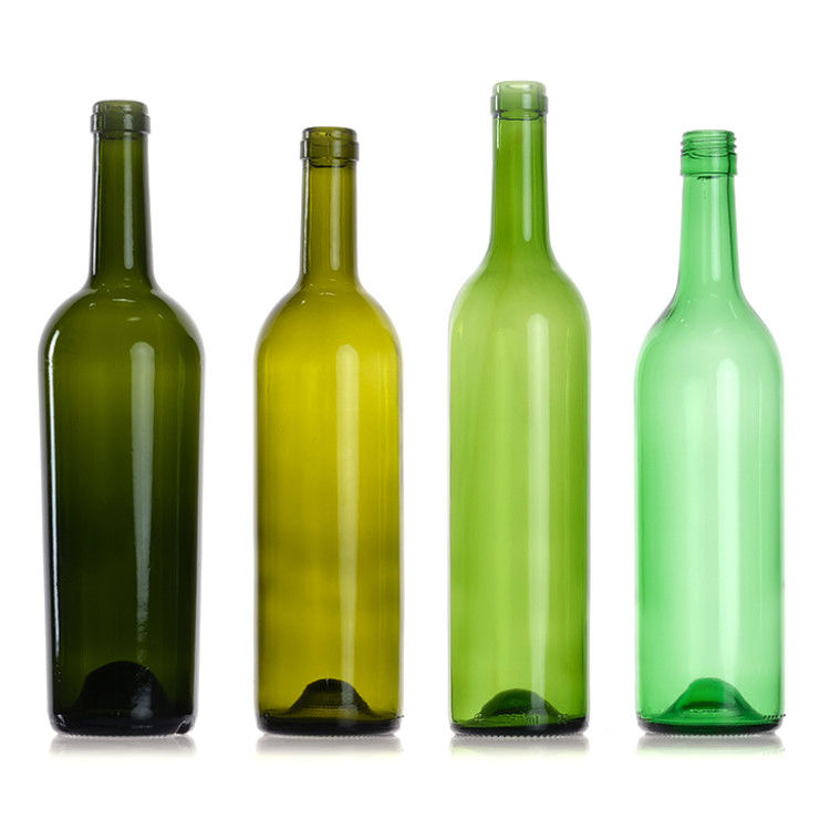 Leere 750 ml klare Bernsteingrüne Runde Glasflaschen mit Korkverschluss