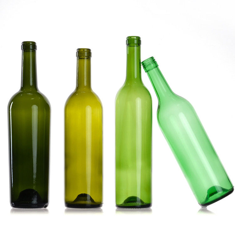 Leere 750 ml klare Bernsteingrüne Runde Glasflaschen mit Korkverschluss