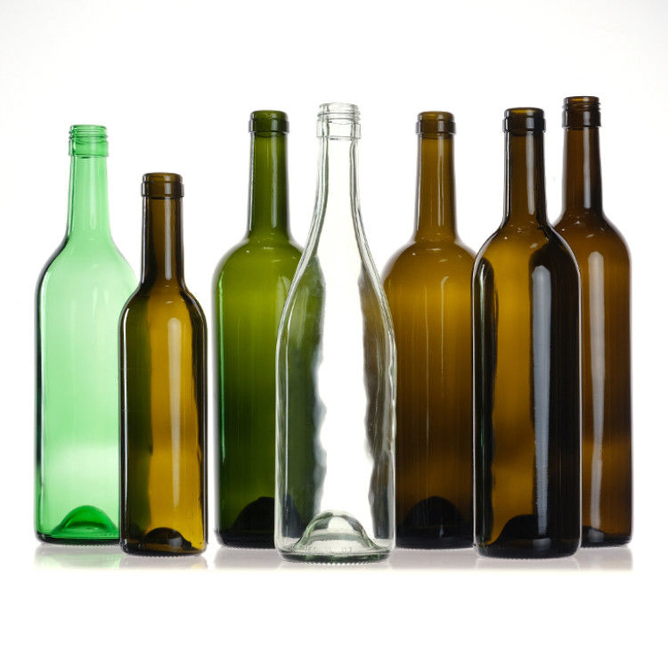 Leere 750 ml klare Bernsteingrüne Runde Glasflaschen mit Korkverschluss