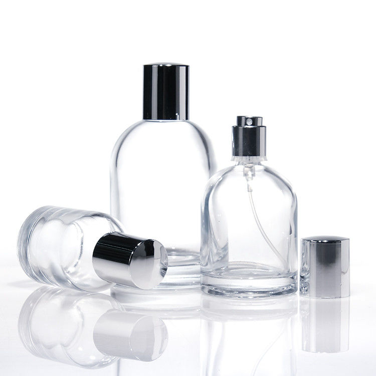 Luxus 30ml 50ml 100ml dickgewalzte, quadratische, runde Glas-Parfümflaschen mit Holzkappen und Schachteln