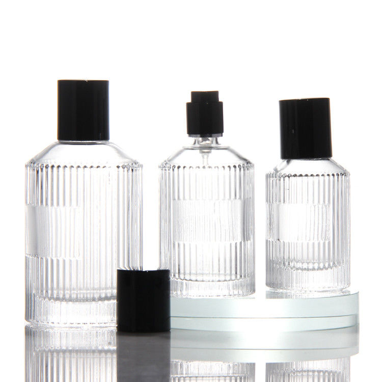 Zylinder transparente Parfümflasche OEM 50ml Glas Parfümflasche mit Geschenkbox Pump Sprayer