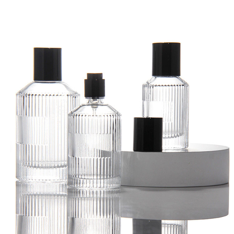 Zylinder transparente Parfümflasche OEM 50ml Glas Parfümflasche mit Geschenkbox Pump Sprayer