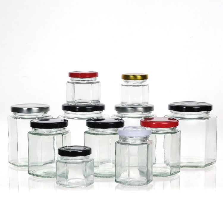 Leere Honigflasche Glas Mini Hexagonal Honigglas 500ml 380ml 180ml 90ml 45ml mit Deckel