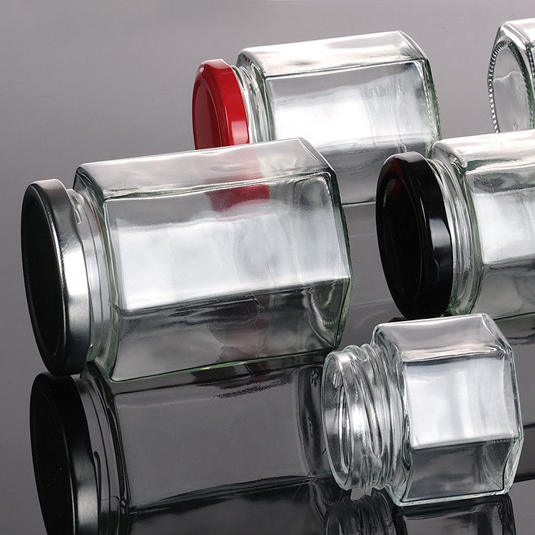 Leere Honigflasche Glas Mini Hexagonal Honigglas 500ml 380ml 180ml 90ml 45ml mit Deckel