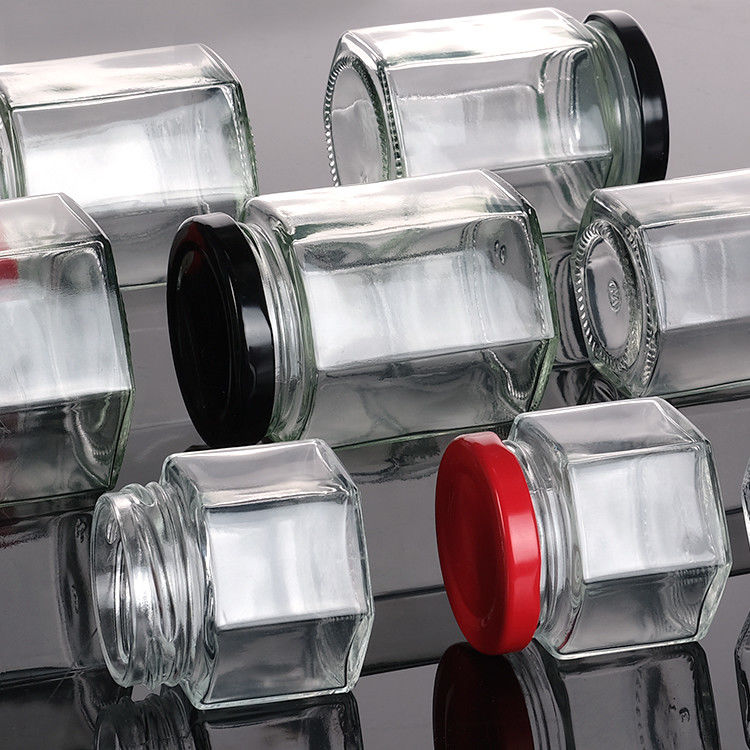 Leere Honigflasche Glas Mini Hexagonal Honigglas 500ml 380ml 180ml 90ml 45ml mit Deckel