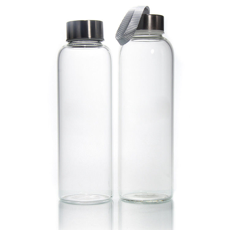 Neues Design 350 ml/500 ml Hochborosilikat Glas Wasserflasche mit Edelstahldeckel