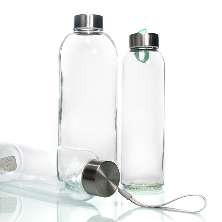 Neues Design 350 ml/500 ml Hochborosilikat Glas Wasserflasche mit Edelstahldeckel