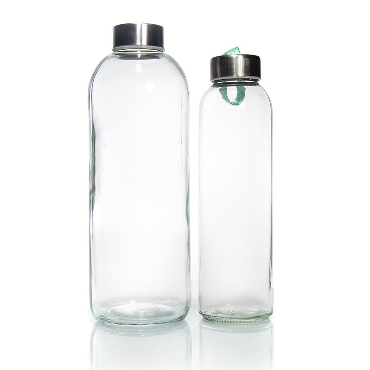 Neues Design 350 ml/500 ml Hochborosilikat Glas Wasserflasche mit Edelstahldeckel