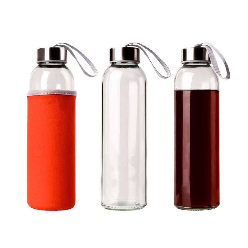350 ml 500 ml runde Sportflasche mit hochborosilikathaltigem Glas mit Silikonhüllen