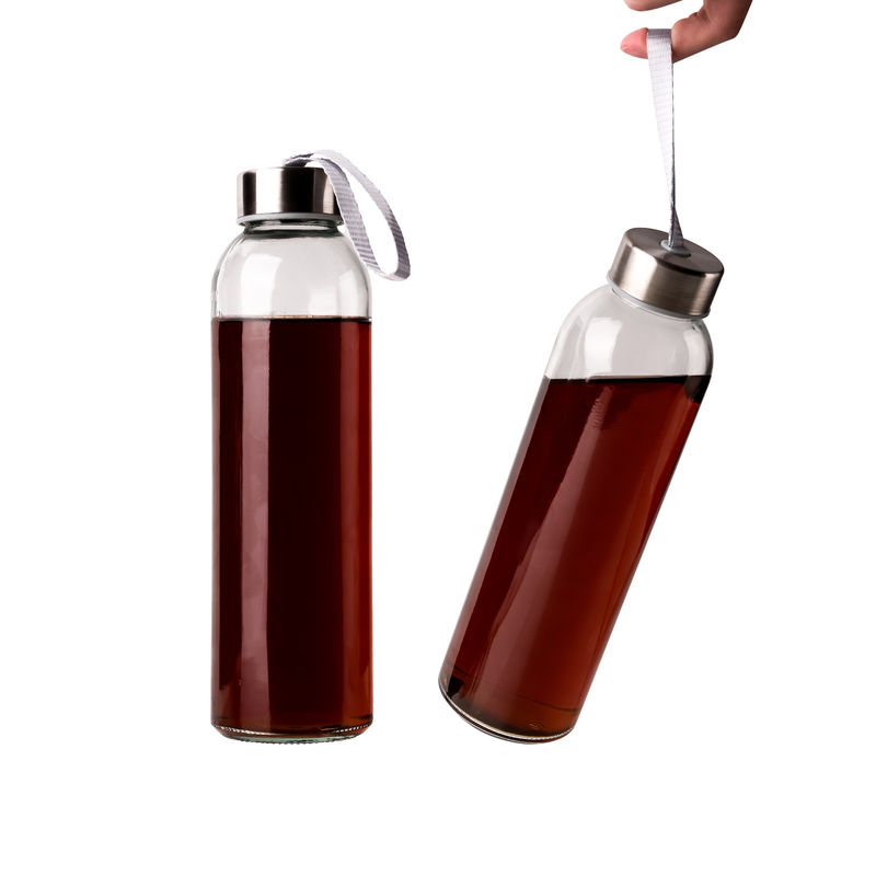 350 ml 500 ml runde Sportflasche mit hochborosilikathaltigem Glas mit Silikonhüllen