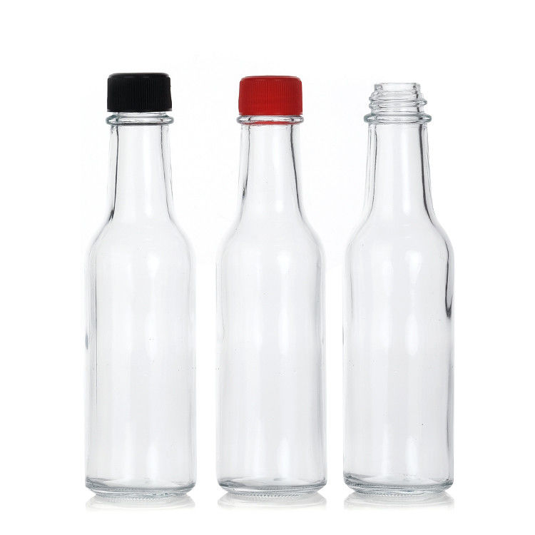 150 ml 250 ml 5 Oz Woozy Salat heiße Soße Glasflaschen Mini mit undichtem schwarzen Deckel
