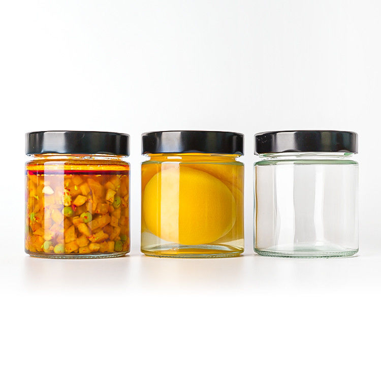 Lebensmittelverpackung 4oz 6oz 9oz 13oz 17oz klare Glaskappen Flaschen Vollset Frost Glasglasglas mit Metalldeckel